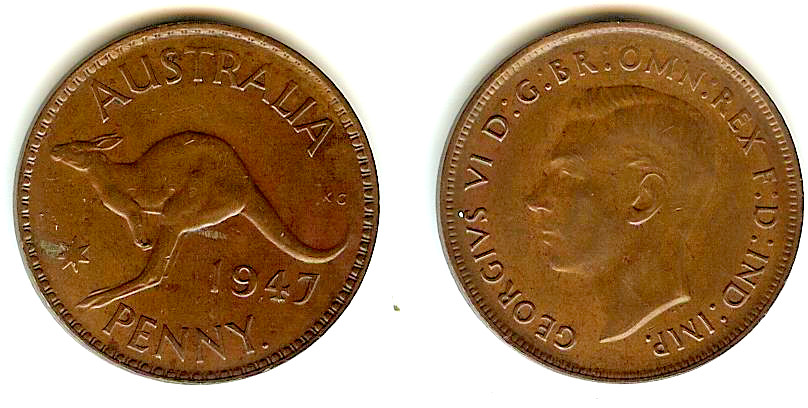 Australian Penny 1947Y. gEF